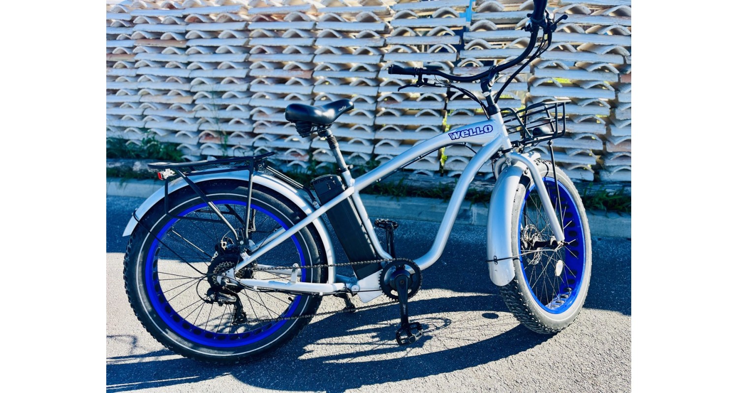 Fat Bike Electrique BEACH CRUISER Homme couleur aluminium brillant / bleu occasion